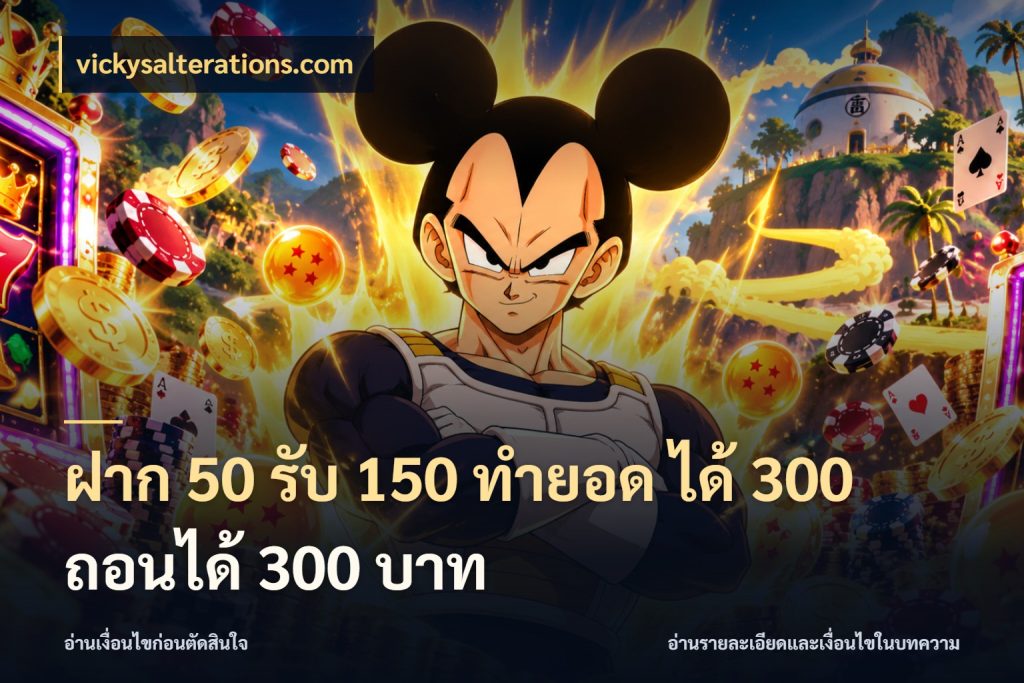 ฝาก 50 รับ 150 ทํายอด ได้ 300 ถอนได้ 300 บาท